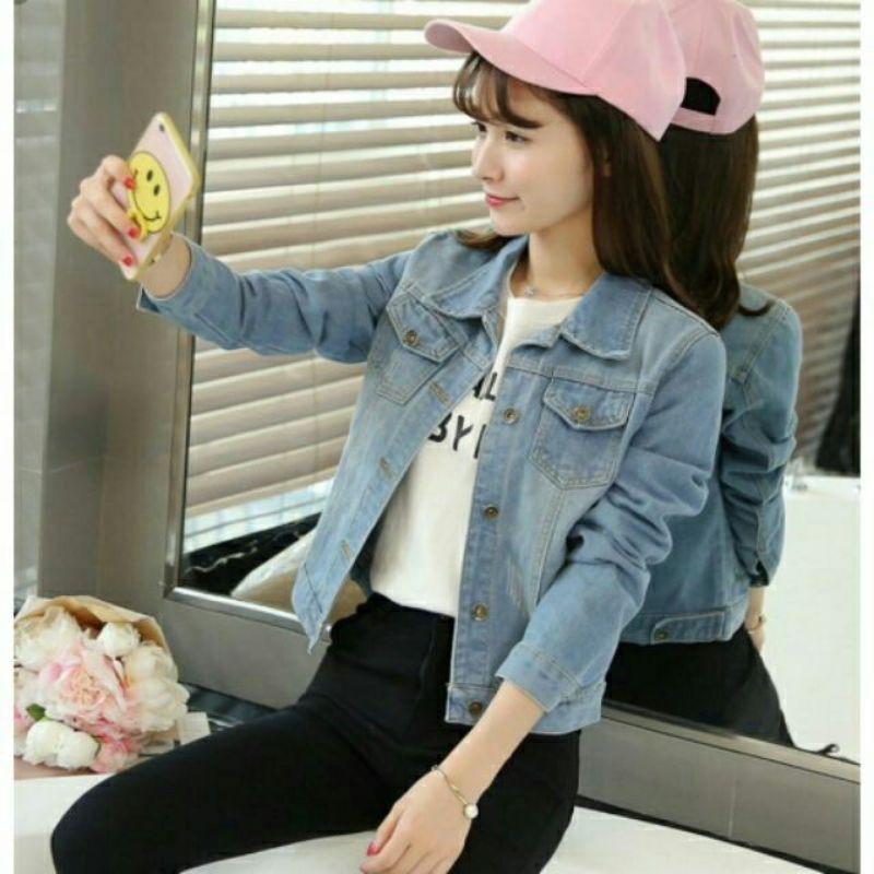 Áo Khoác Jean Nữ Màu Xám Trắng AKJ3