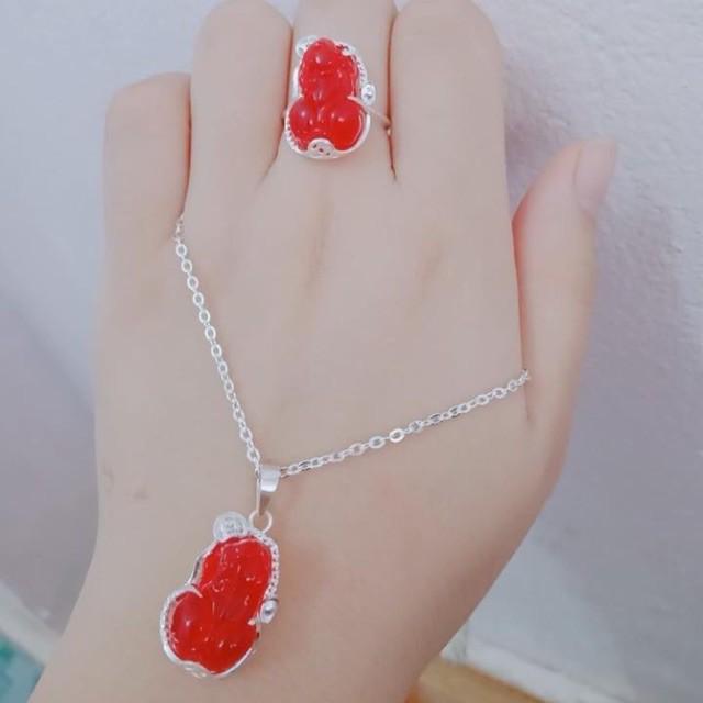 Bộ trang sức dây chuyền và nhẫn tỳ hưu -