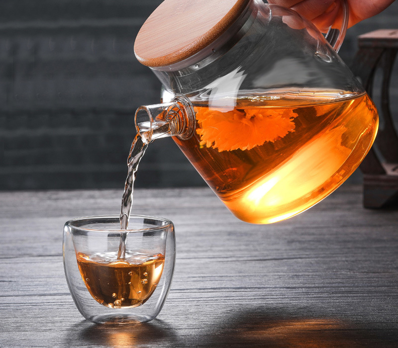 Bình pha trà thủy tinh nắp gỗ lõi lọc lò xo 700ml và 1000ml