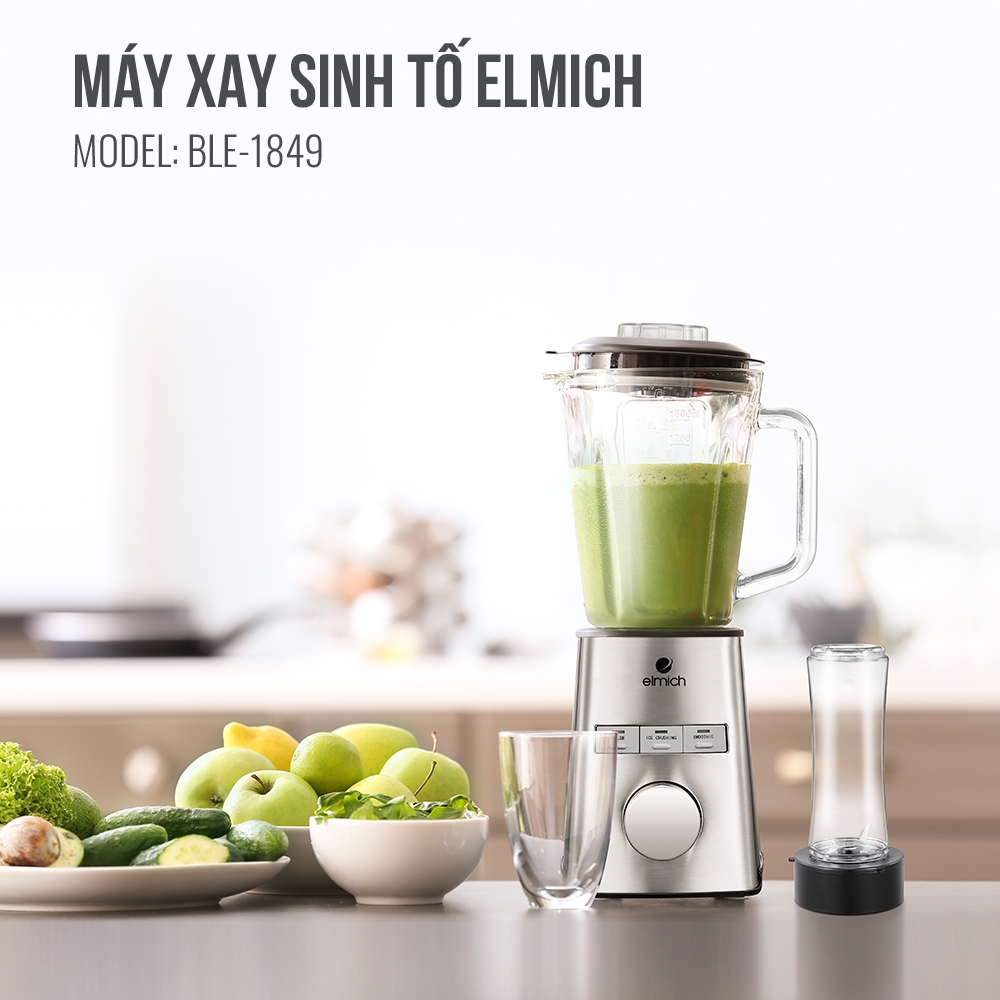 Máy Xay Sinh Tố Cối Thủy Tinh Elmich BLE-1849 (1200W - 1,5L) - Hàng Chính Hãng