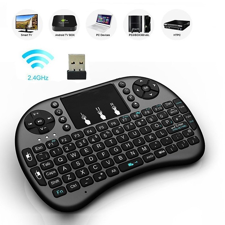 Bàn phím mini dùng pin rời chống chai pin đa năng có touchpad Mini Keyboard