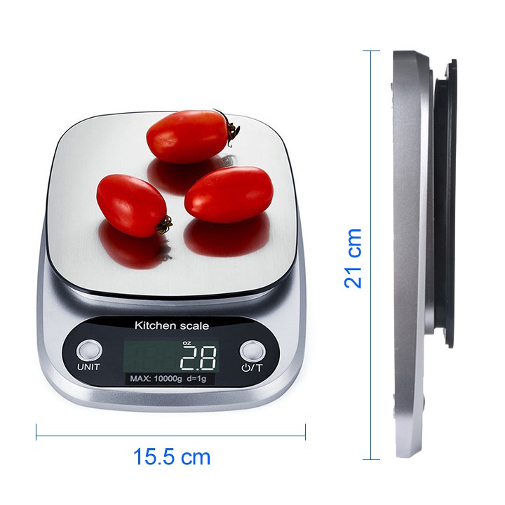 Cân tiểu ly điện tử nhà bếp mini định lượng 1g - 10kg làm bánh độ chính xác cao kèm 2 viên pin AAA