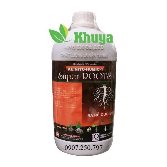 Phân bón lá NPK sinh học AE Nitro Humic 1 Super Roots 1 lít Ra Rễ Cực Mạnh