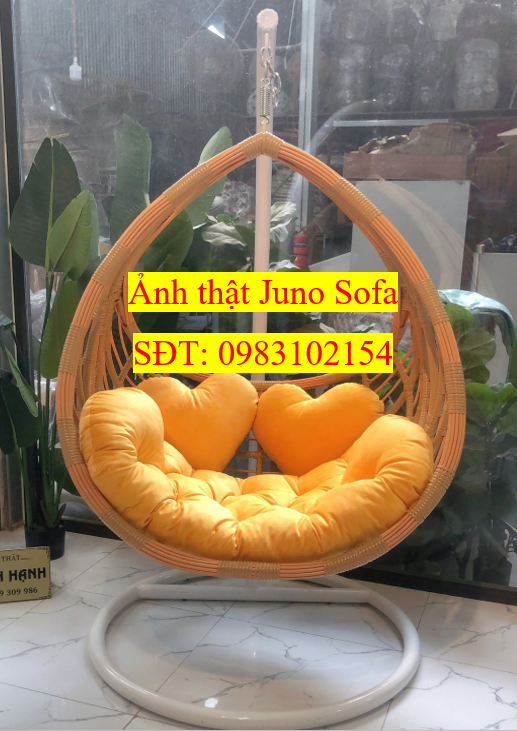 Xích đu đơn XĐN1 chất liệu khung sắt mây nhựa cao cấp juno sofa