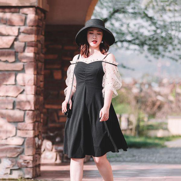 Đầm bigsize tay lưới trễ vai
