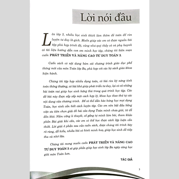 Phát Triển Và Nâng Cao Tư Duy Toán Lớp 3 (Biên Soạn Theo Chương Trình GDPT Mới)