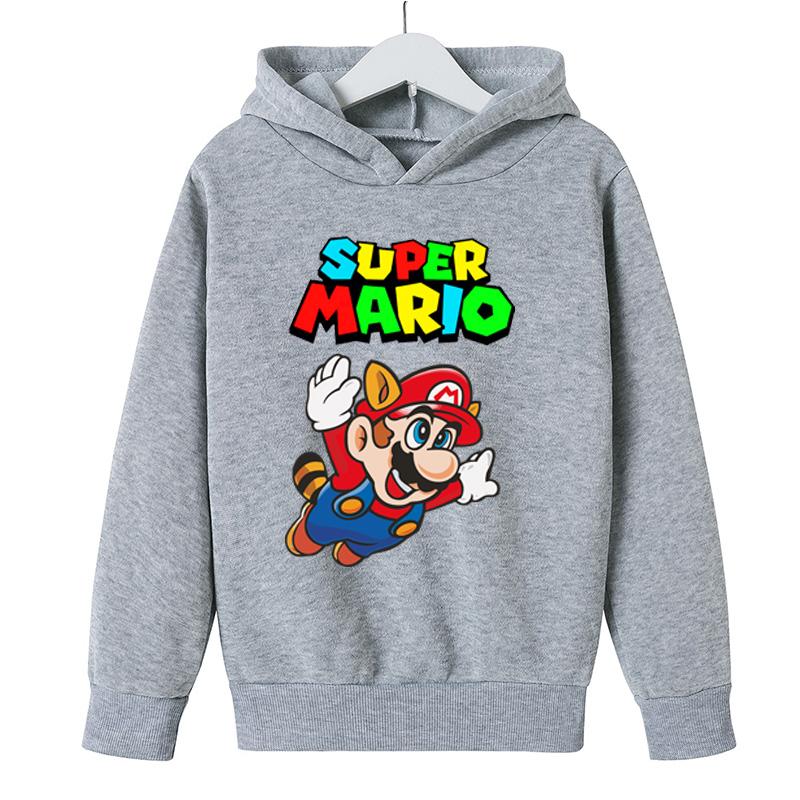 Mario Áo Hoạt Hình Áo Hoodie Game Áo Phù Hợp Với Mùa Thu Trẻ Em Áo + Quần 2 Bộ Thanh Niên Bé Trai bộ Quần Áo Thể Thao 4-14Year