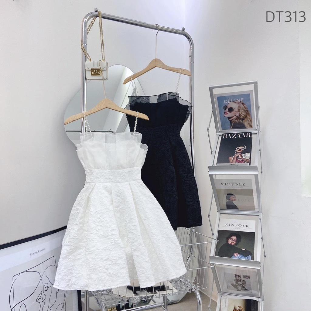 ĐẦM GẤM XÒE 2 DÂY ĐÍNH HẠT PHỐI TƠ 13632