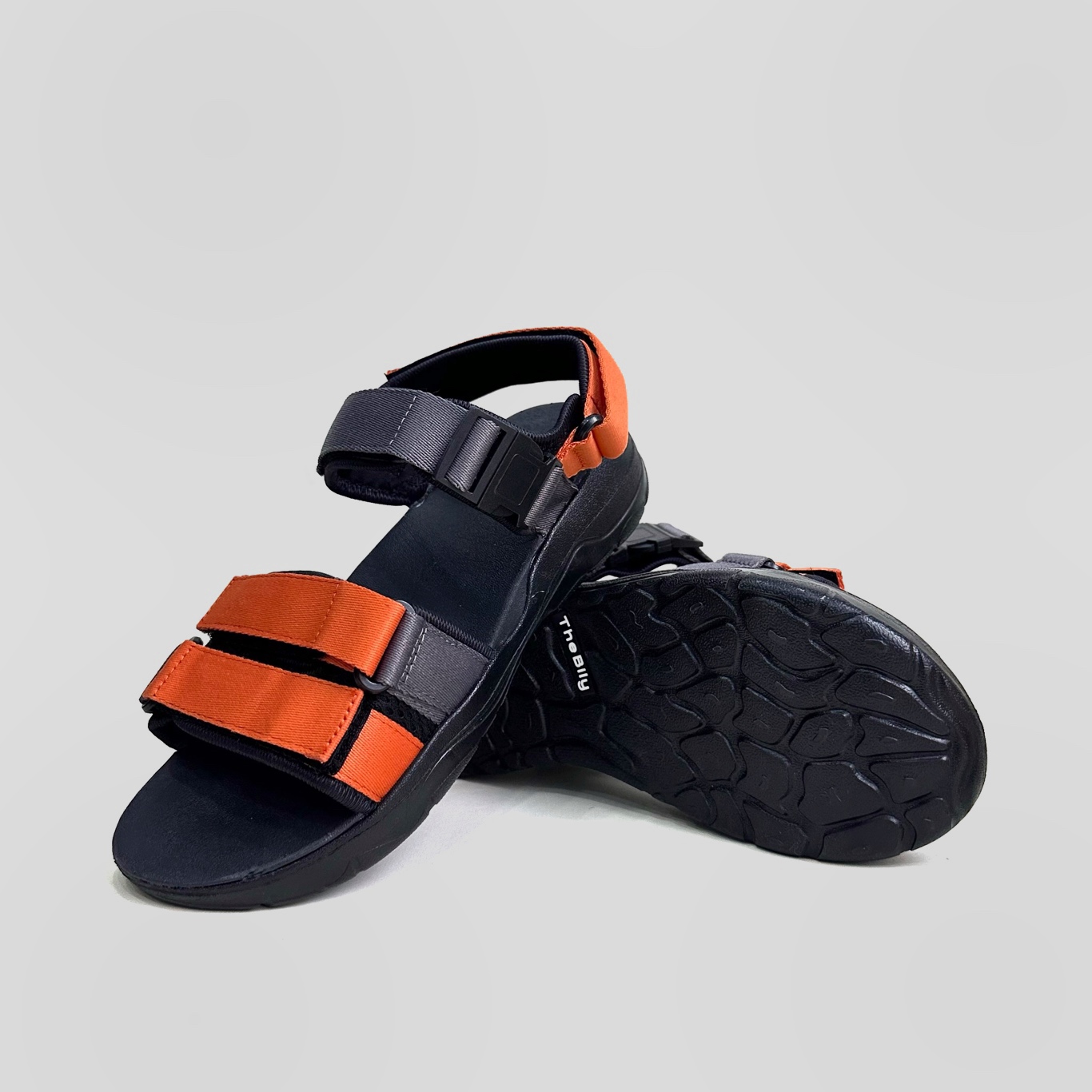 Giày Sandal Nam Nữ Unisex The BiLy Quai Ngang Dây Dù Đế IP Siêu Êm Nhẹ Màu Xám Cam-BL05