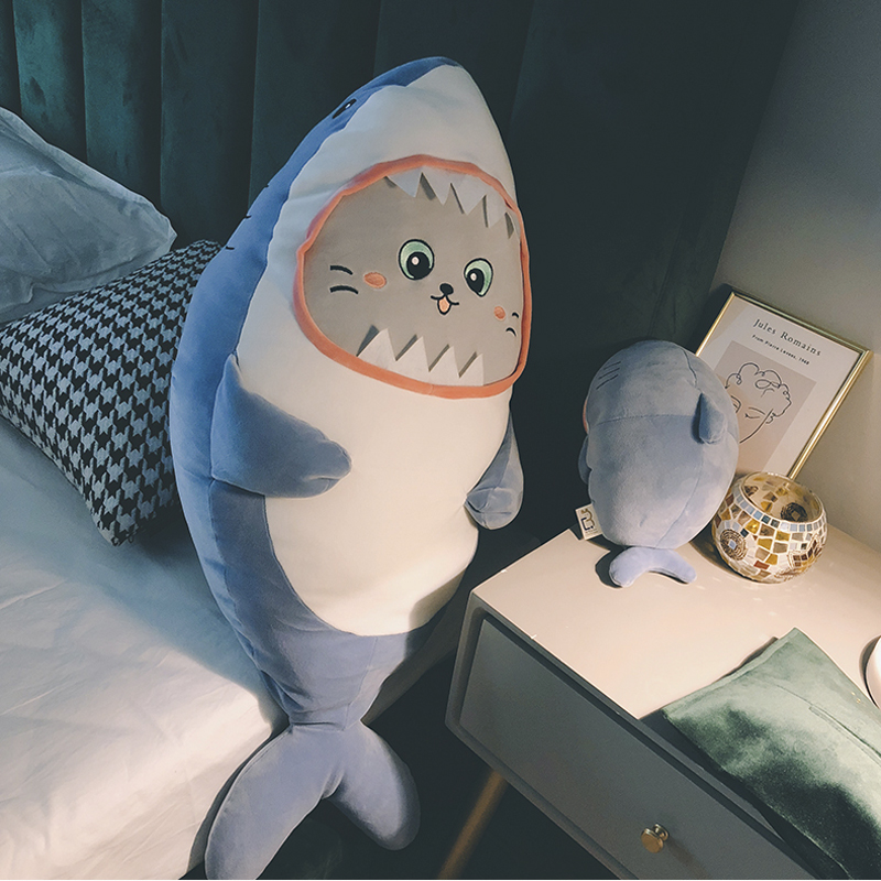 Gấu bông cá mập mặt mèo – Size từ 45 đến 110 cm  – Quà tặng thú nhồi bông baby shark siêu dễ thương – Gối ôm cho bé ngủ ngon