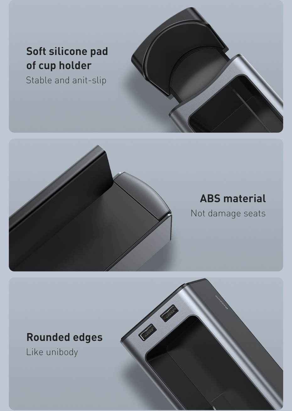 Ngăn chứa đồ tiện dụng tích hợp Dock sạc USB dùng trên xe hơi Baseus Deluxe Metal Armrest Console Organizer
