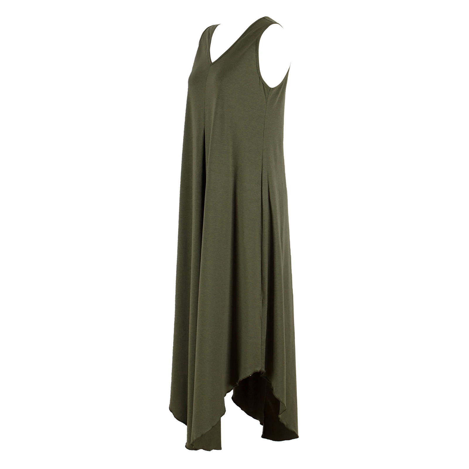 Women Asymmetrical Dress Sleeveless V Neck High Waist Casual Loose Summer Beach Cami Long Dress