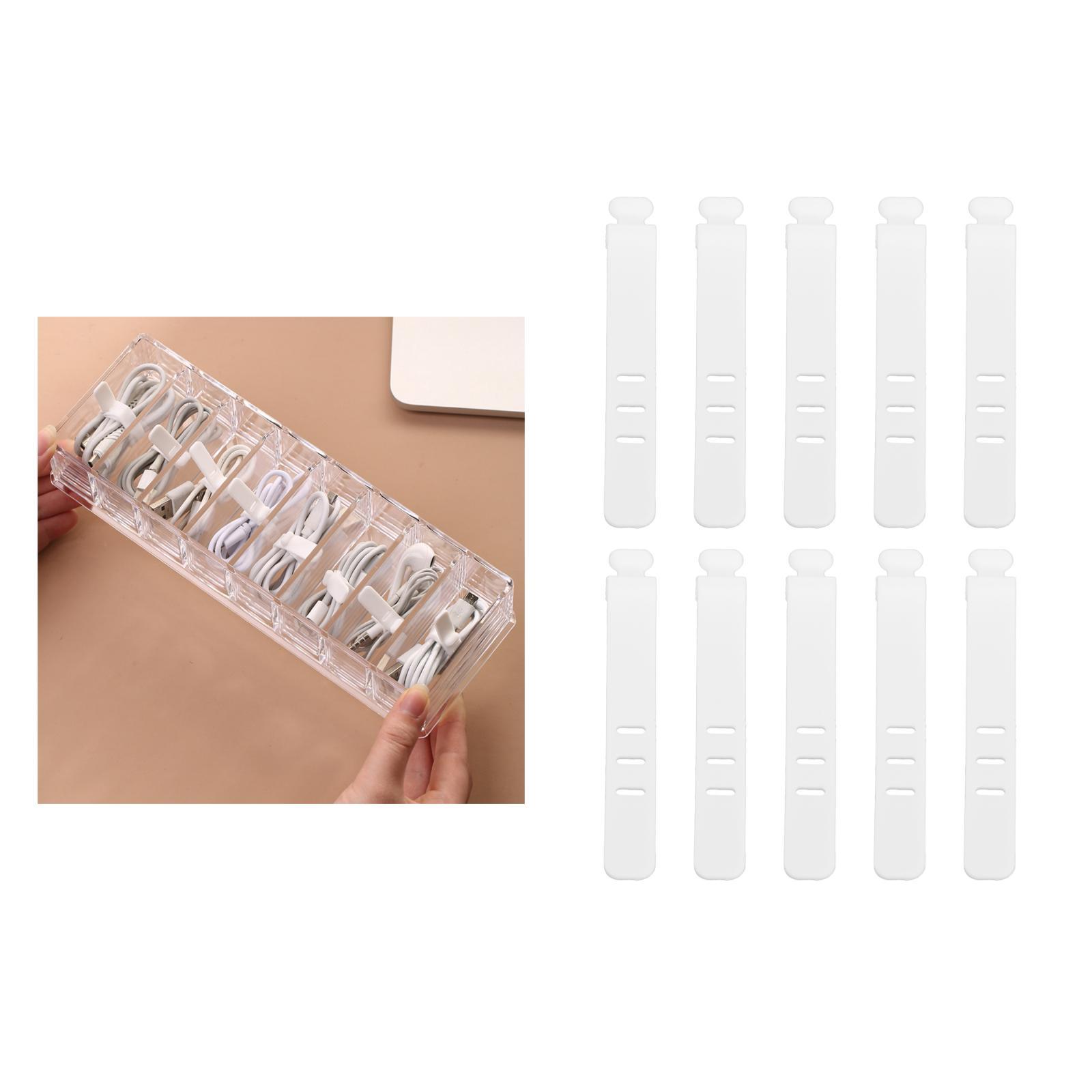 10Pcs Silicone Cable Ties with Hook and Loop 3 Holes Keeper for Data Cable