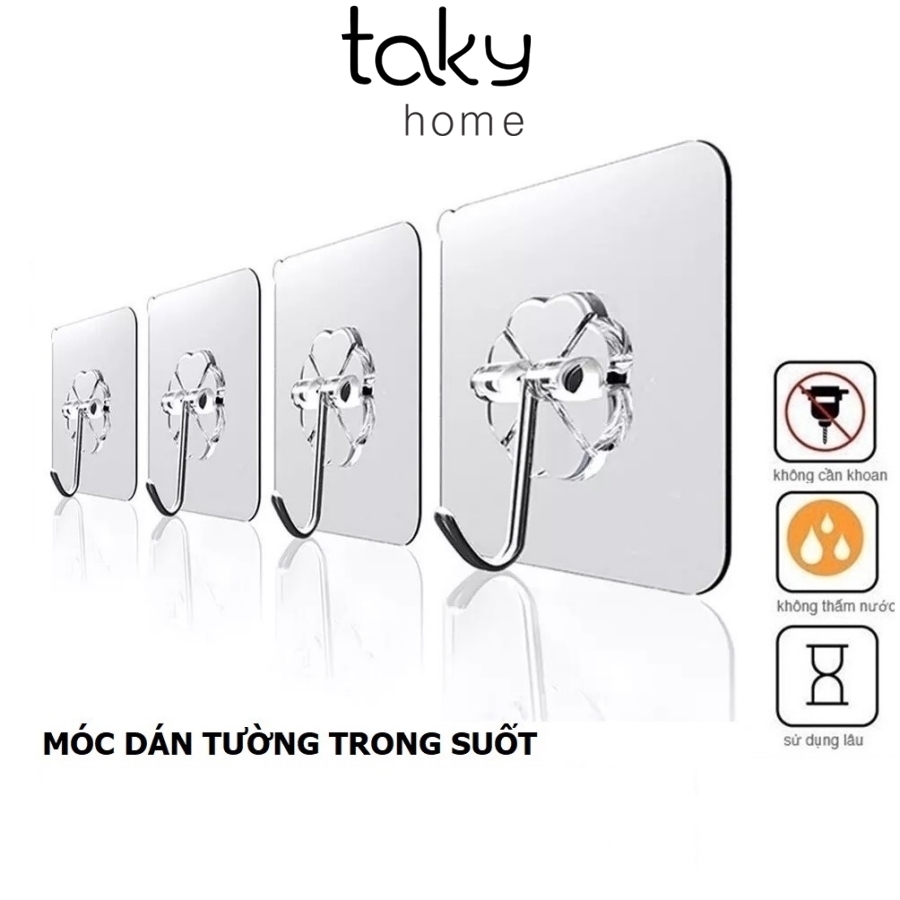 10 Móc Dính Tường Trong Suốt, Dán Tường Siêu Chắc, Giá Rẻ, Treo Đồ Trong Gia Đình Tiện Dụng. TakyHome 2213Set10