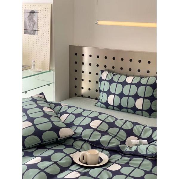 Bộ Chăn Ga Gối Cotton Living 100%cotton Hàng Nhập Khẩu Cao Cấp 4 Món Hoạ tiết Kẻ Sang Trọng