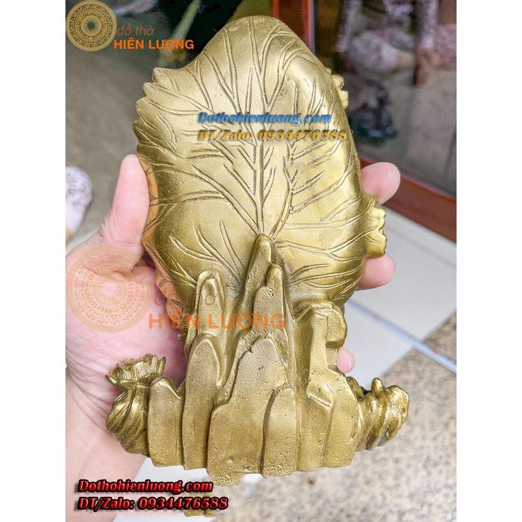 Tượng Phật Bà Quan Âm Ngồi Lá Sen Bằng Đồng Nguyên Chất Phong Thủy Kích Thước 13x7x18cm, Nặng 0,7kg Đẹp