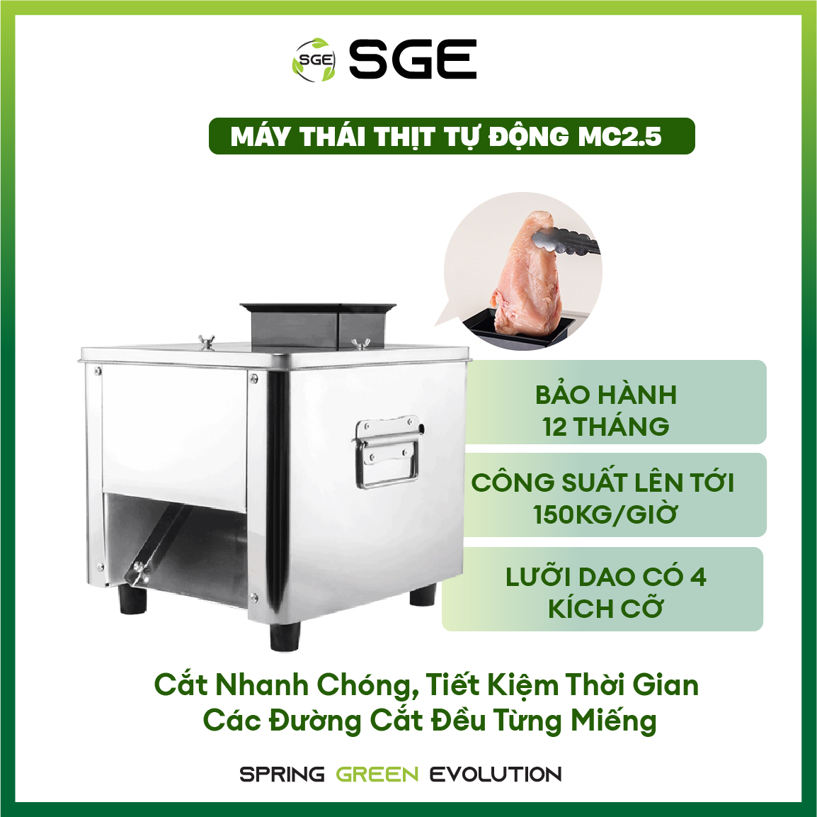 Máy Thái Thịt Tự Động MC2.5. Máy Thái Thịt Chất Lượng Cao, Công Suất Lên Tới 150kg/giờ. Hàng Nhập Khẩu Chính Hãng Thái Lan