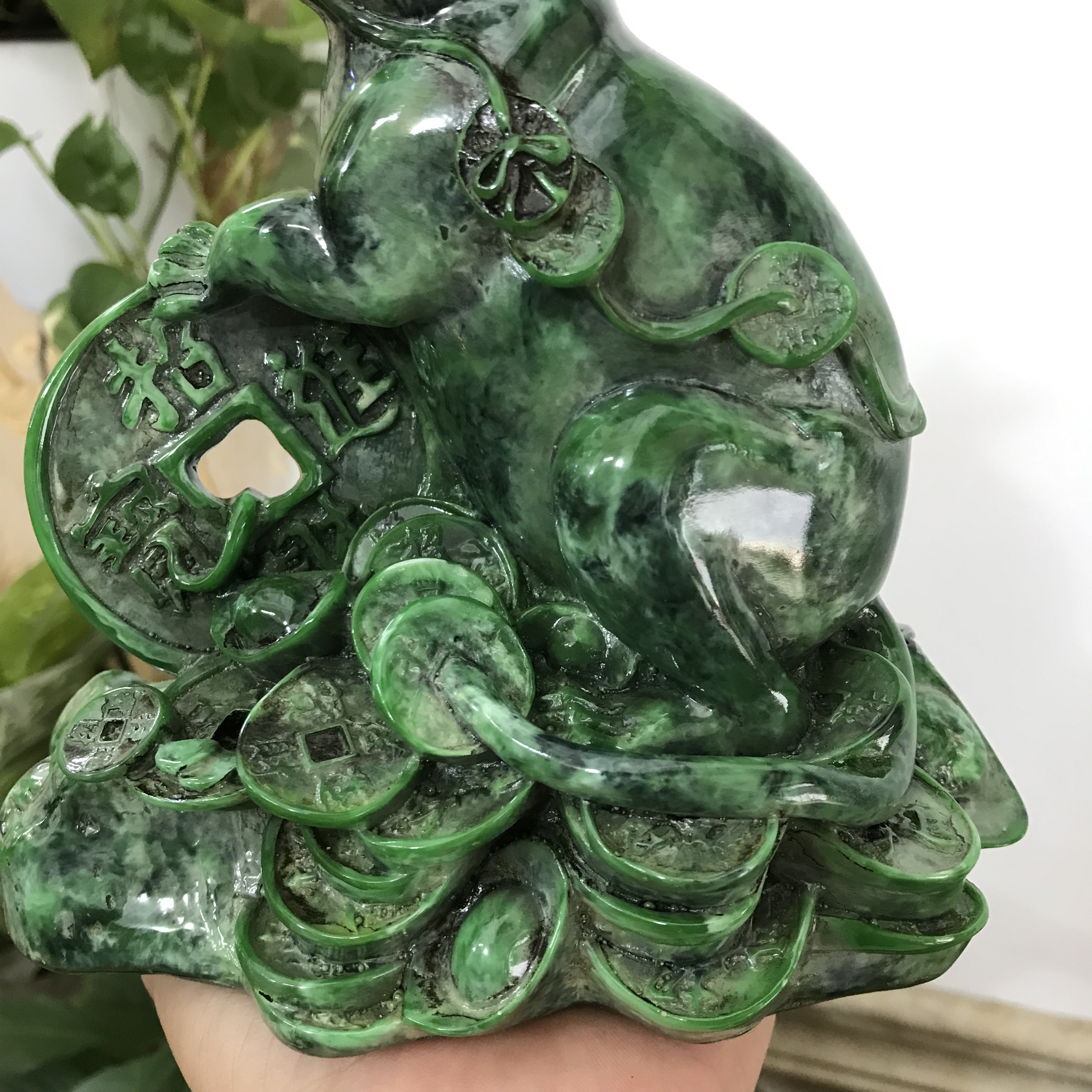 Tượng linh vật phong thủy con Chuột trang trí phong thủy bàn làm việc  - Chiều Cao 17cm - Màu xanh lục bích
