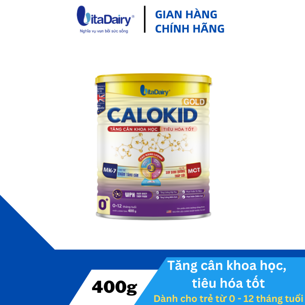 Sữa bột Calokid Gold 0+ 400g giúp bé tăng cân khoa học, tiêu hóa tốt - VitaDairy