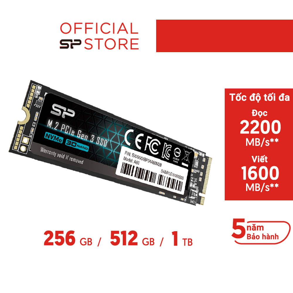 Ổ cứng gắn trong SSD Silicon Power A60 NVMe PCIe Gen3x4 M.2 2280-Hàng chính hãng