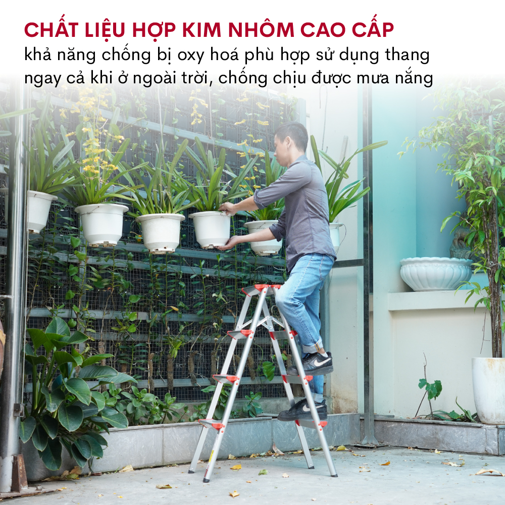 Hình ảnh Thang nhôm chữ A 4 bậc cao 1 Mét gấp gọn FUJIHOME DL204, thang ghế 4 bậc xếp gọn gia đình- Hàng chính hãng