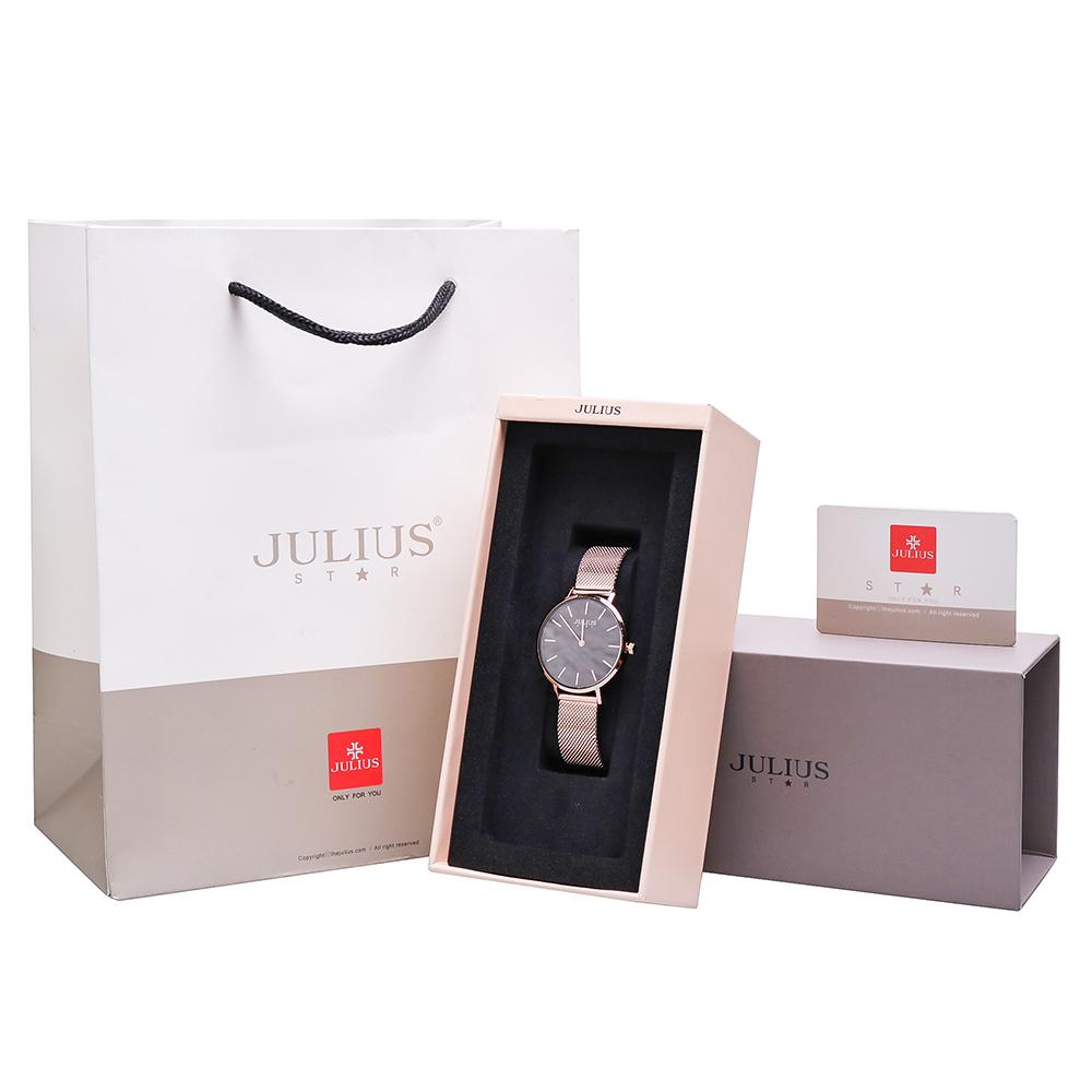 Đồng Hồ Nữ Chính Hãng Julius Star Cao Cấp Dây Kim Loại Chống Nước Kính Sapphire Chống Xước Đường Kính 32mm JS-027C