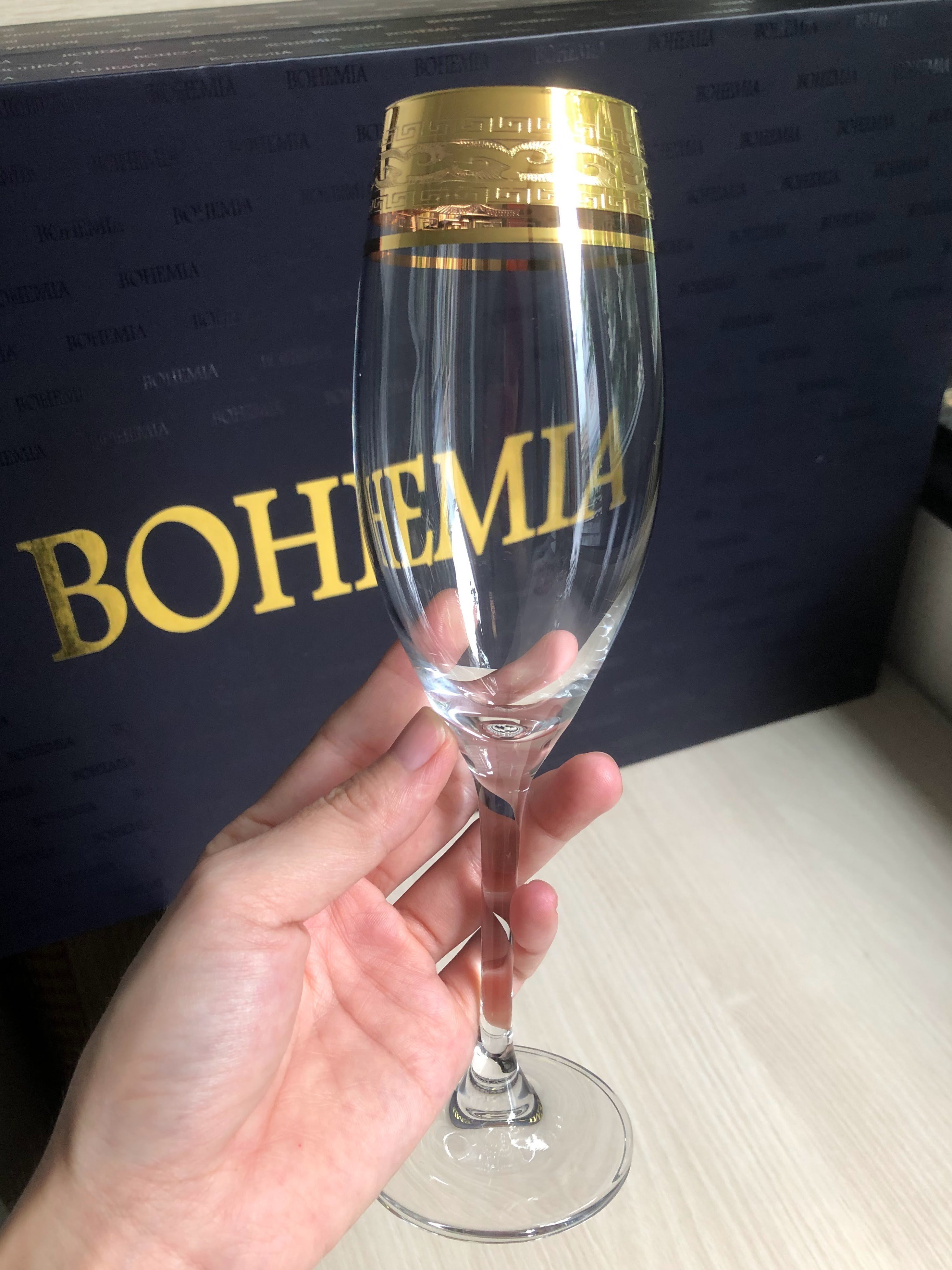 Bộ ly Champagne 160ml mạ vàng 24k viền ly