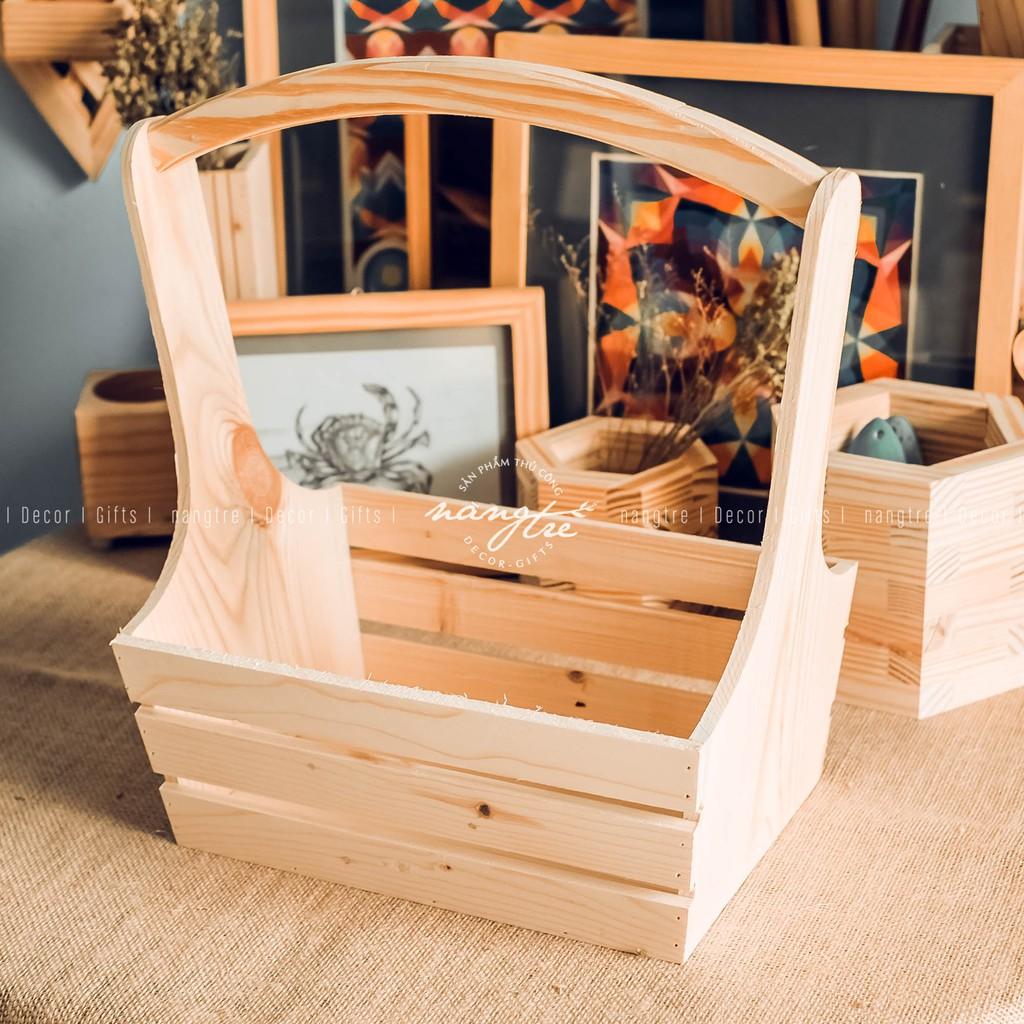 Giỏ gỗ - giỏ quà bằng gỗ,đựng trái cây - Wooden gift basket