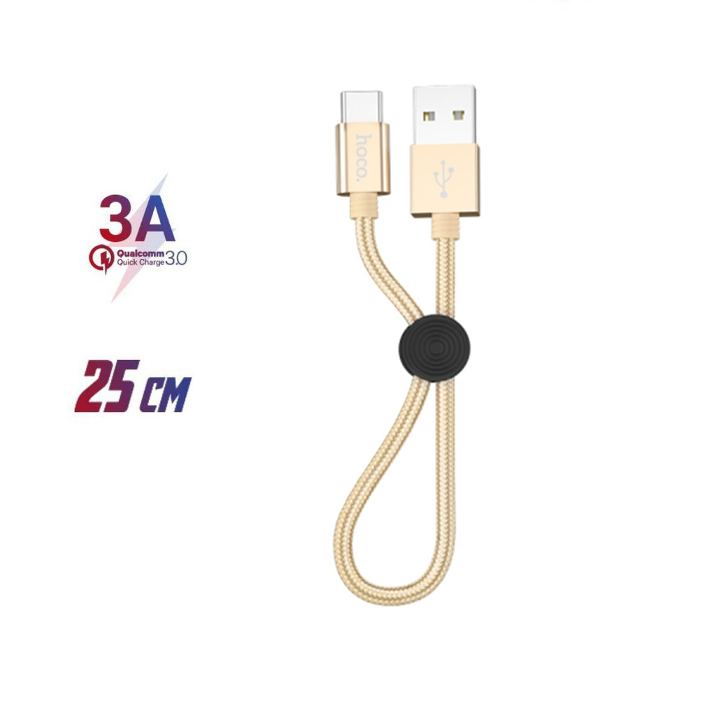 Cáp sạc nhanh 3A truyền dữ liệu Hoco X35 kết nối Type-C dây dù siêu bền dài 25CM cho Android ( 2 màu ) - Hàng chính hãng