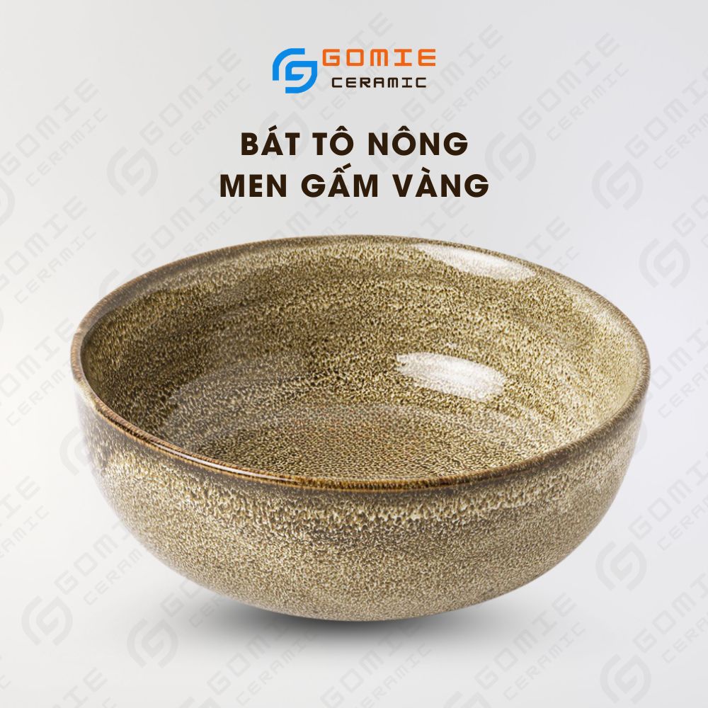 Bát Tô Nông 2 Size men gấm vàng - Bát Tô Nông Men Gấm Vàng Cao Cấp