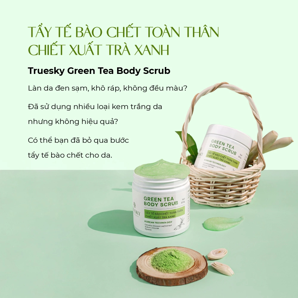 Tẩy tế bào chết toàn thân chiết xuất trà xanh Truesky Green Tea Body Scrub 300g