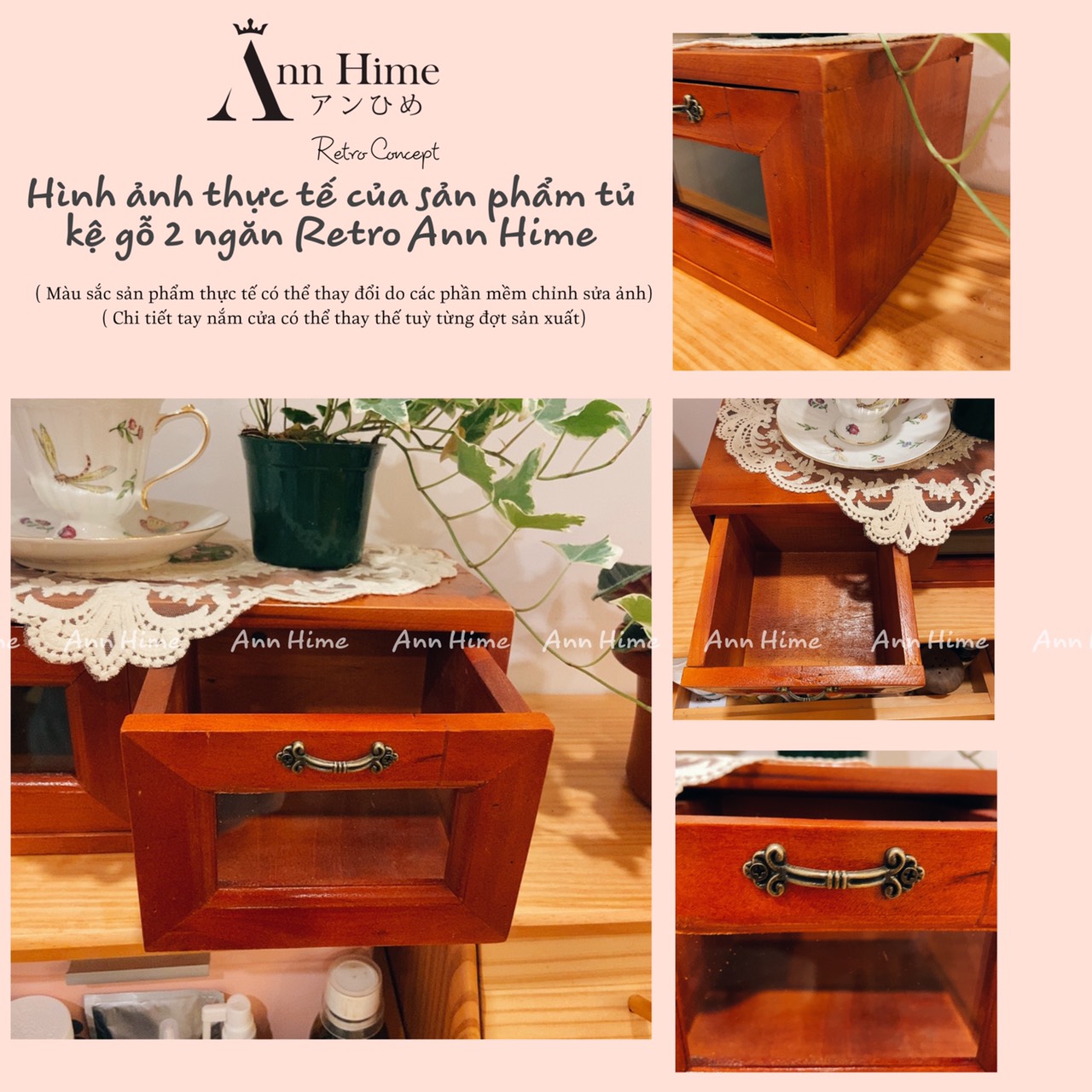 Hộp Đựng Trang Sức Gỗ Kiểu Retro Cổ Điển Có Ngăn Kéo Sp24