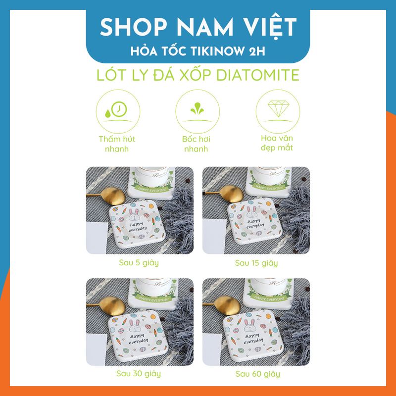 Miếng Lót Ly, Đế Lót Đá Xốp Diatomite Siêu Thấm Hút