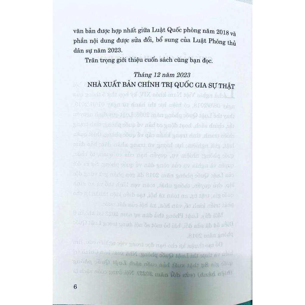 Sách - Luật Quốc Phòng (Hiện Hành) (Sửa Đổi Năm 2023) - NXB Chính Trị Quốc Gia
