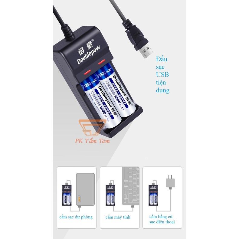 Bộ Sạc Pin AA, AAA DP-UK22 Doublepow Kiểu Sạc USB Sạc 2 Pin AA Hoặc AAA Cùng Lúc