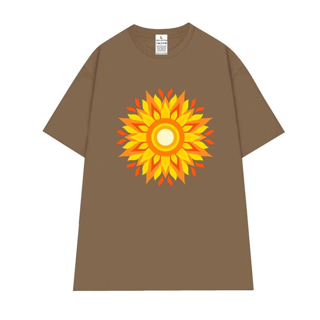 Cao cấp - Áo thun oversize hình hoa Mandala sắc vàng rực rỡ Mandala shirt BND537