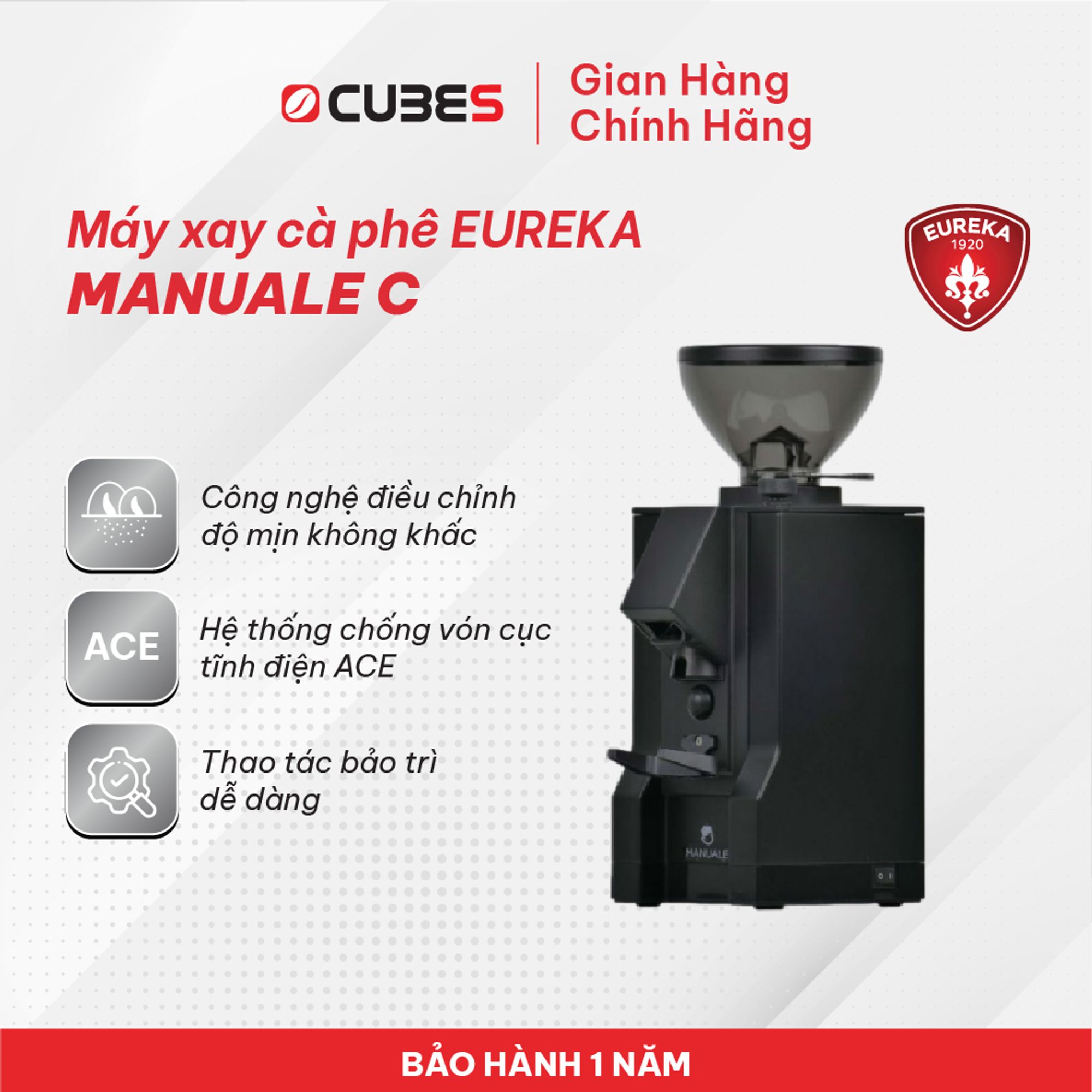 Máy xay cà phê Eureka Mignon Manual C 50 15BL - Hàng chính hãng