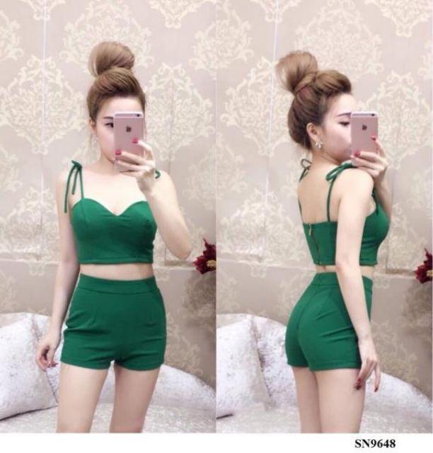 Sét áo ngắn hở 2 dây cá tính
