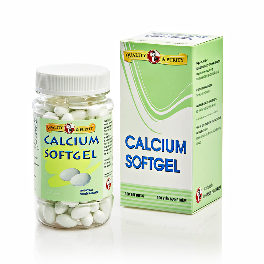 TPCN bổ xương bổ sung Calcium (canxi) và Vitamin D3- Calcium softgel – Robinson Pharma Usa - Chai 100 viên