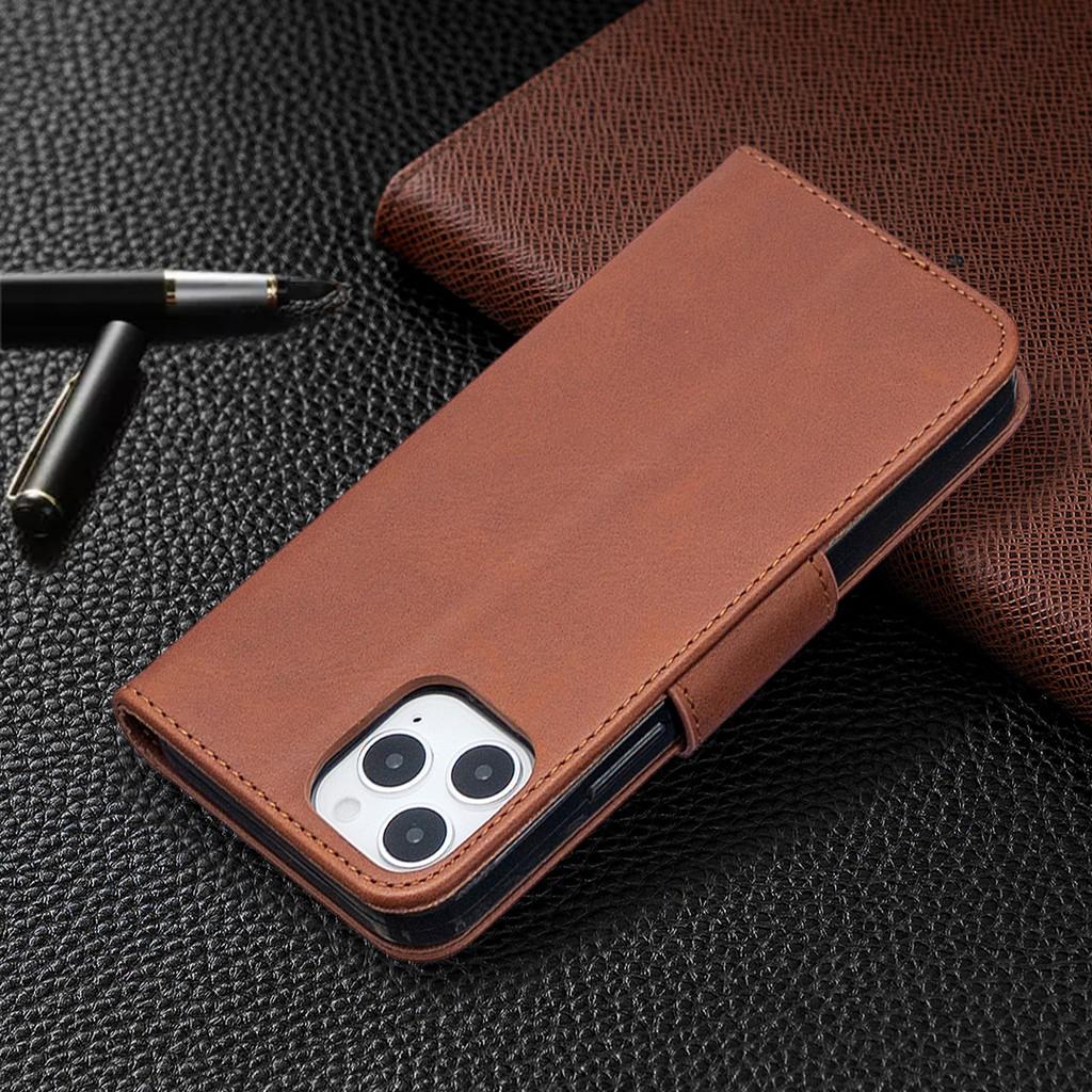 Bao da điện thoại nắp lật PU mềm có ngăn đựng thẻ cho iPhone 12 Pro Max 12 Mini 11 Pro Max