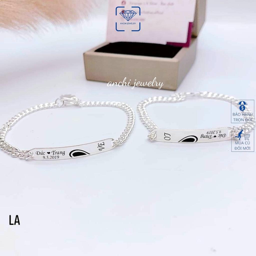 Lắc đôi bạc khắc tên miễn phí, Anchi jewelry