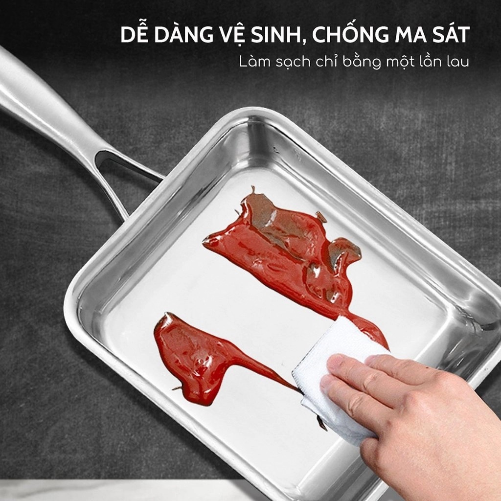 Chảo Vuông Inox 304 Đúc 5 Lớp SEKA SK6020 - Hàng Chính Hãng
