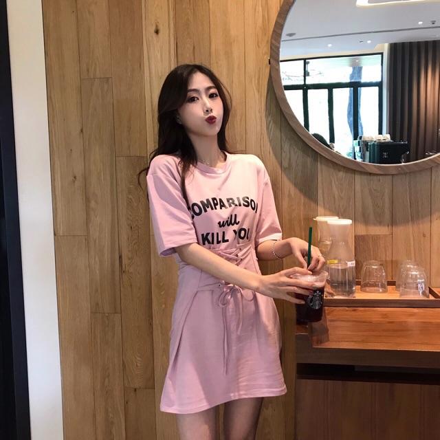 ĐẦM THUN ĐAN DÂY EO