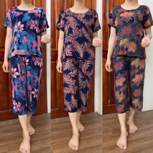 Đồ bộ trung niên cho mẹ, bộ tole lanh trung niên chất vải dầy mền mịn, mặc mát thấm hút mồ hôi-size 48-70kg