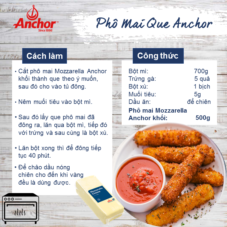 Phô mai Mozzarella Anchor New Zealand khối 5kg