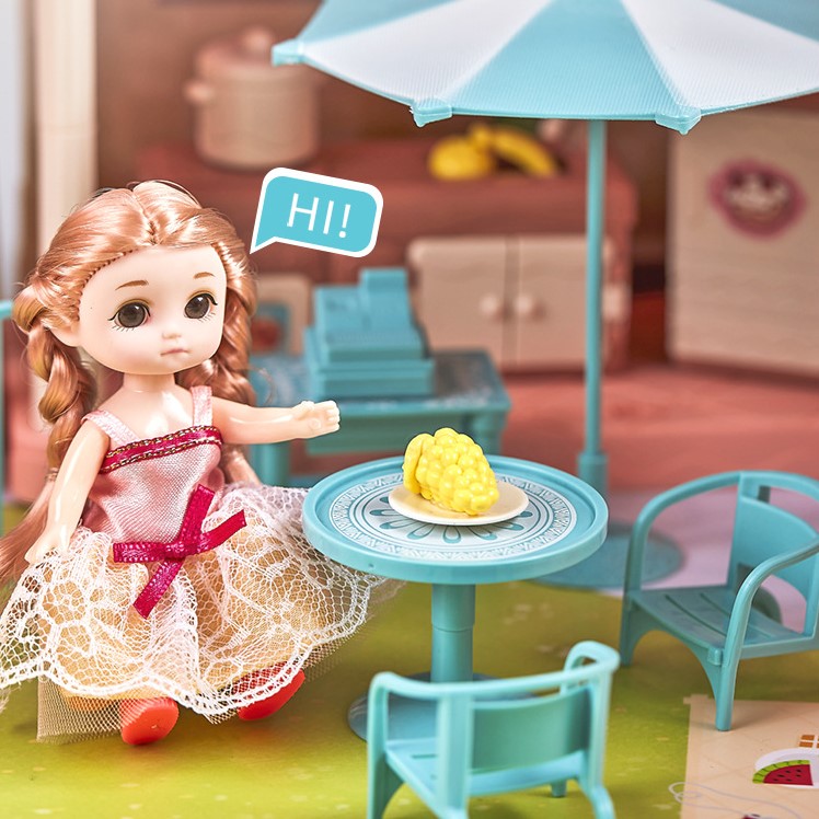 Nhà búp bê barbie kèm 1 búp bê công chúa đồ chơi xe ô tô biến hình ngôi nhà cho bé, quà tặng sinh nhật trẻ em