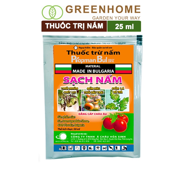 Thuốc Trị Nấm Cây Trồng Greenhome, Propman Bul 550sc, Gói 25ml, Trừ Đốm Lá Hoa Hồng, Nấm Trên Kiểng Lá, Cây Ăn Quả