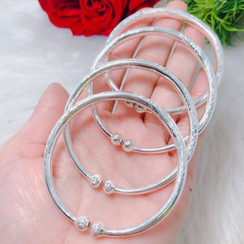 Vòng tay nữ tròn phay bạc ta