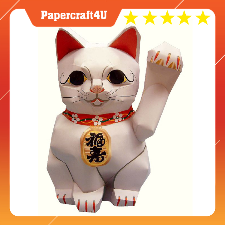 Mô hình giấy mèo may mắn Lucky Cat - Beckoning People
