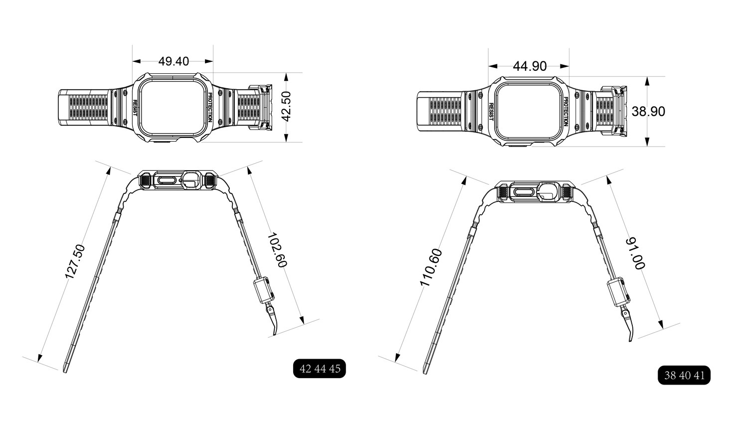 Ốp Case bảo vệ tích hợp dây đeo Resist Shock Slim cho Apple Watch Series 4/5/6/SE/7/8/9/SE2 Size 40mm/41mm/44mm/45mm - Hàng Chính Hãng
